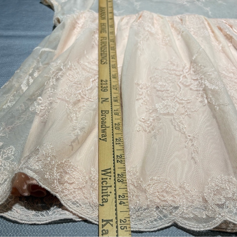 Lily Star sheer mesh lace romantic floral embroidery blouse airy lined womens L - Picture 7 of 8